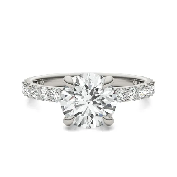 Round Custom Hidden Halo Bold 3/4 Eternity Engagement Ring Setting